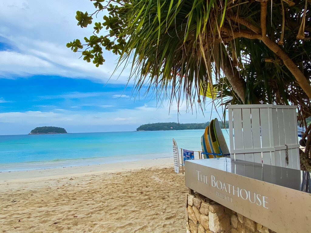 Kata Beach With Boathouse Sign